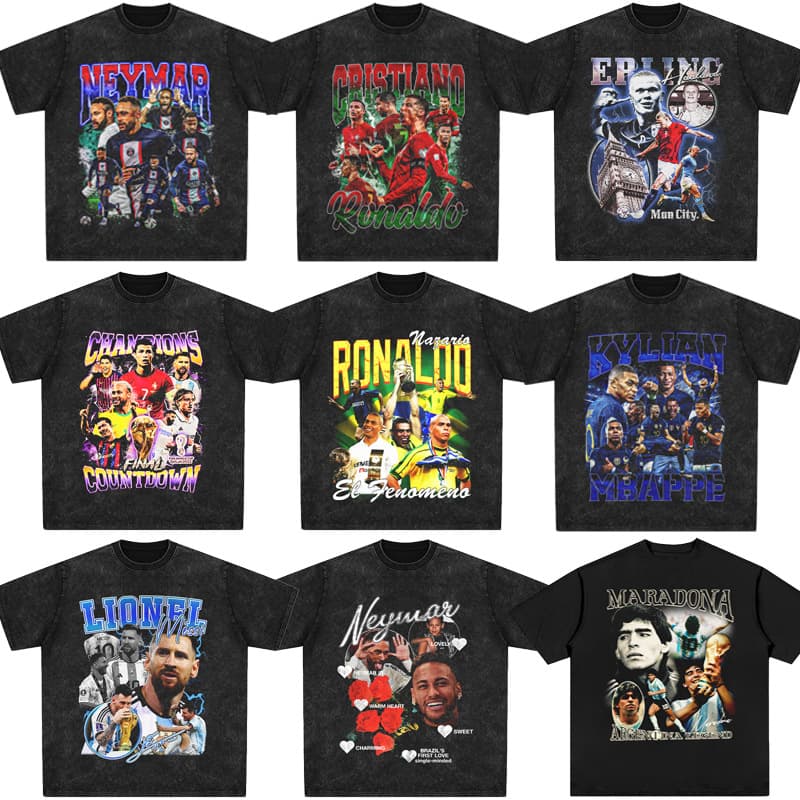 Ronaldo T-Shirt Football King Maradona Messi Mbappe Neymar Soccer Star Short Sleeve