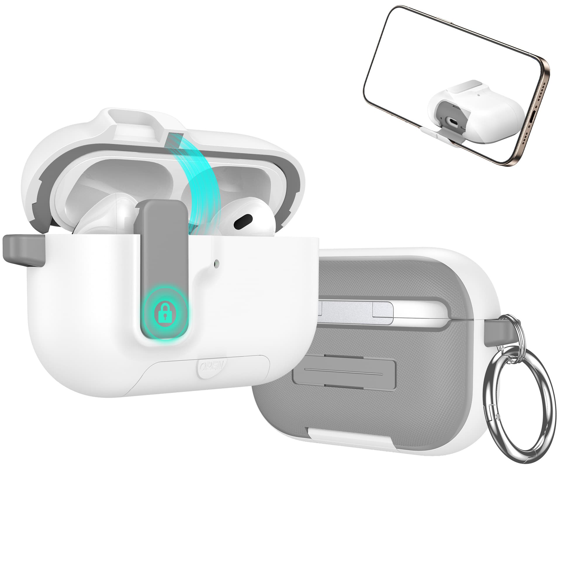 Cross-border Compatible Apple AirPods Pro 3 Wireless Bluetooth Headphone Case AirPods 4 Lock Clip Bracket Protective Case
