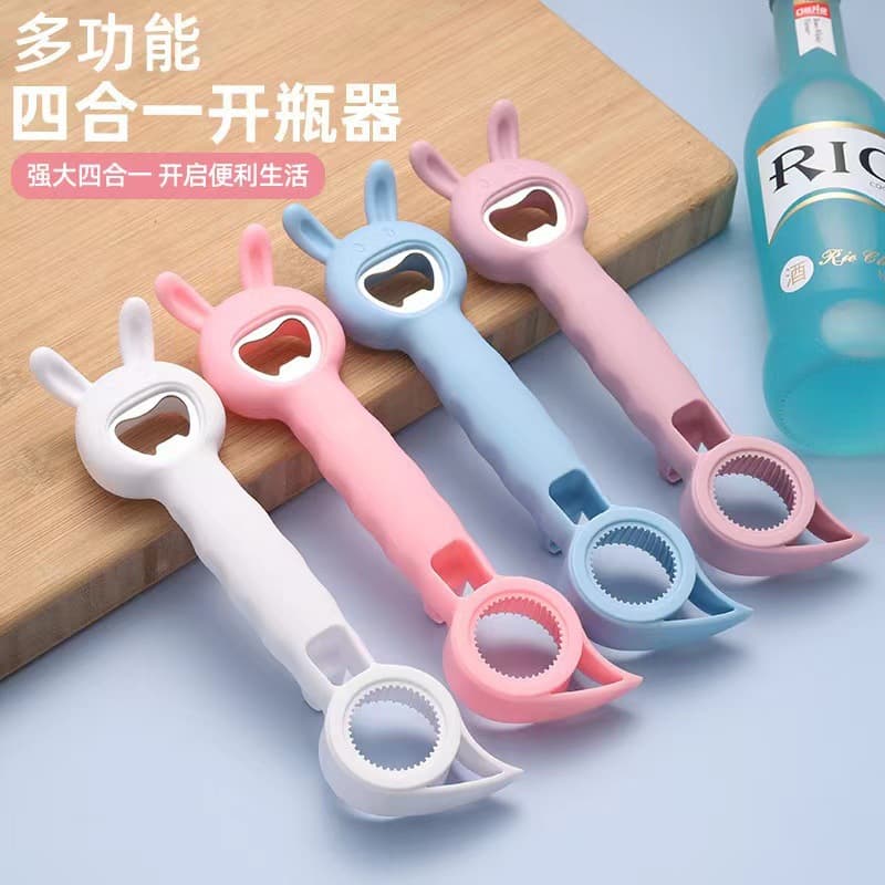 New 4-in-1 Multifunctional Bottle Opener Household Beer Can Opener Jar and Beverage Twist-Off Lid Universal Tool