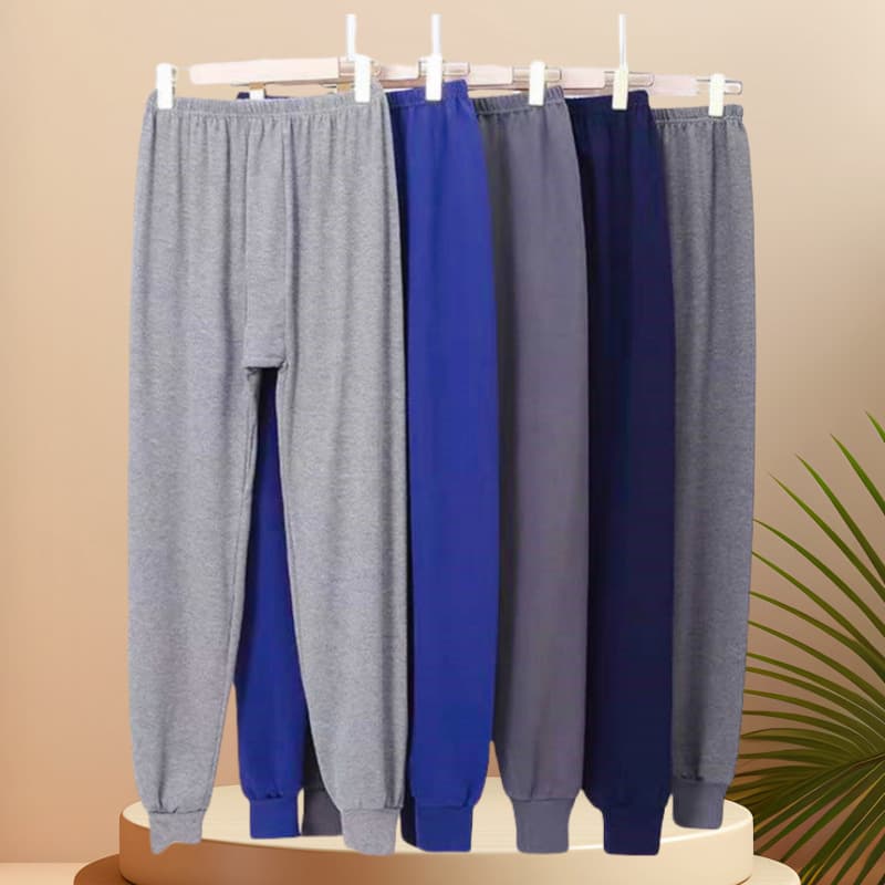 Plus Size Men's Thermal Pants Long Johns, High-Stretch Leggings Lining Pants Inner Wear Ribbed Cotton Long Johns, Warm Autumn and Winter Thickened