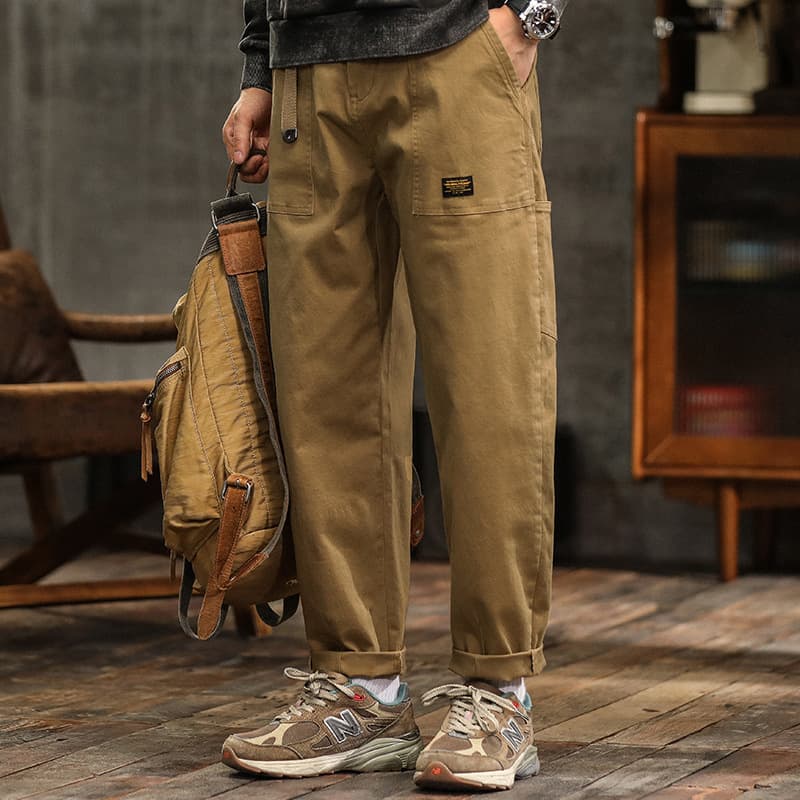 Shanggu Men's Spring New Cargo Pants Casual Patchwork Loose Mid-Waist Men's Pants Hong Kong Style Long Pants