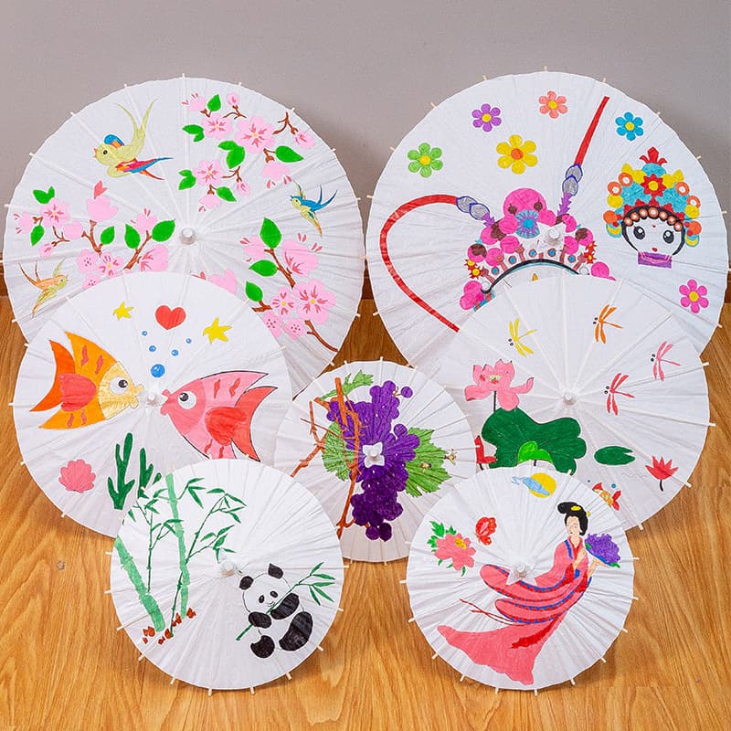Blank Paper Umbrella DIY Hand-painting for Kindergarten Creative Children's Hand-painted Umbrella Doodle Toy