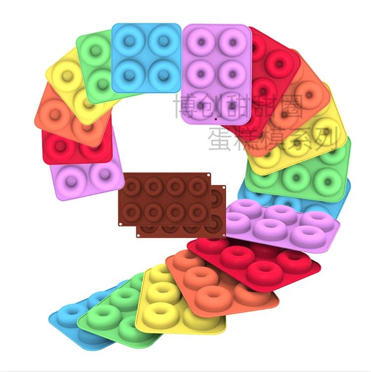 Silicone Donut Baking Mold Set - 4-Cavity, 6-Cavity, 8-Cavity