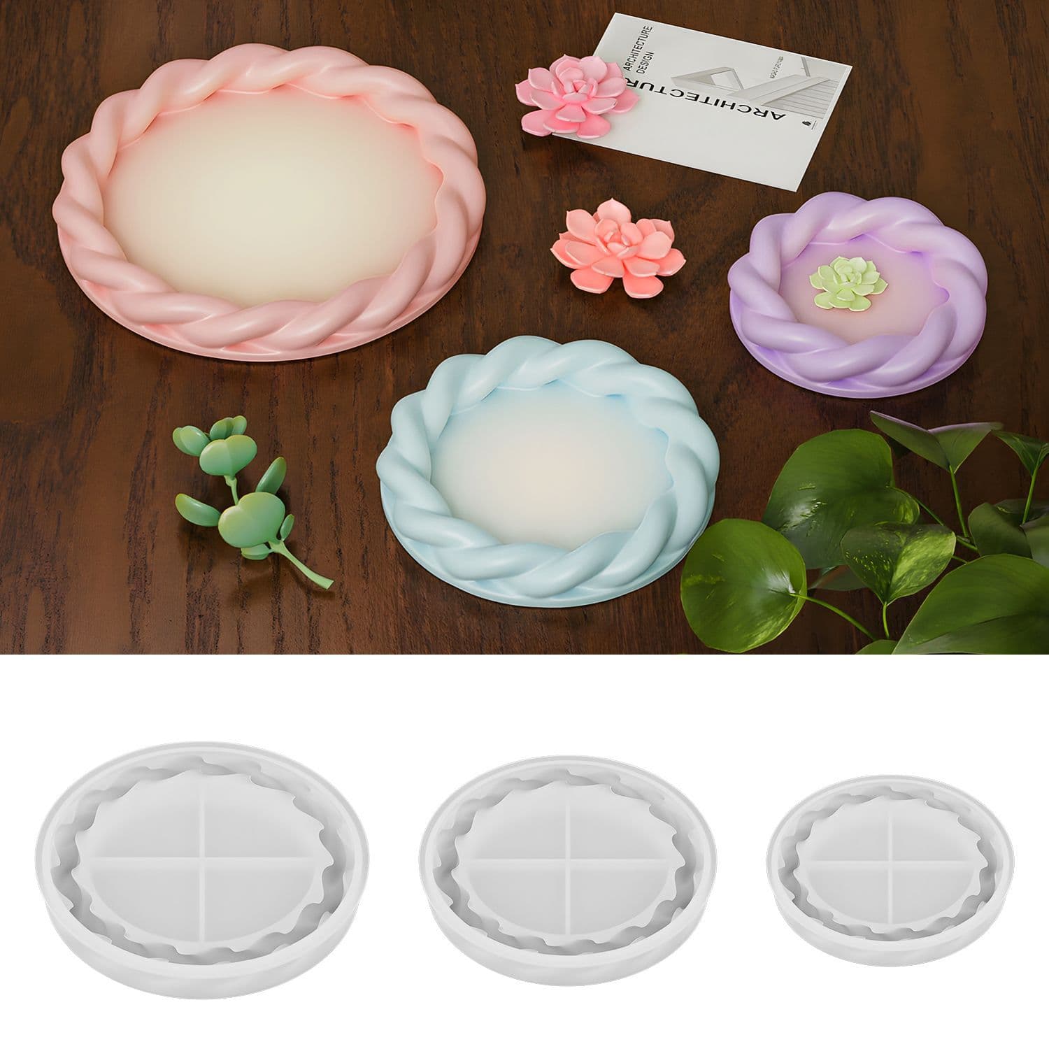 DIY Epoxy Resin Mold Twisted Tray Silicone Mold for Candle Cup, Plaster, Aroma Storage Mold