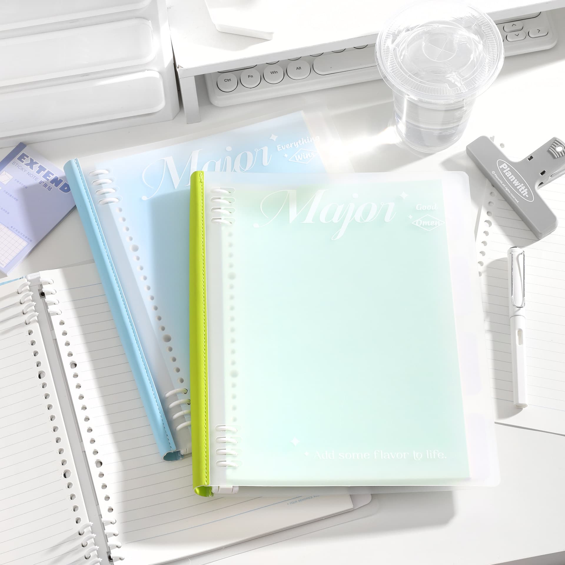 Langren Notebook Soft Cover Refillable Binder, Ins Style Non-Scratch 8-Ring Binder, B5 Lined Notebook for Middle and High School