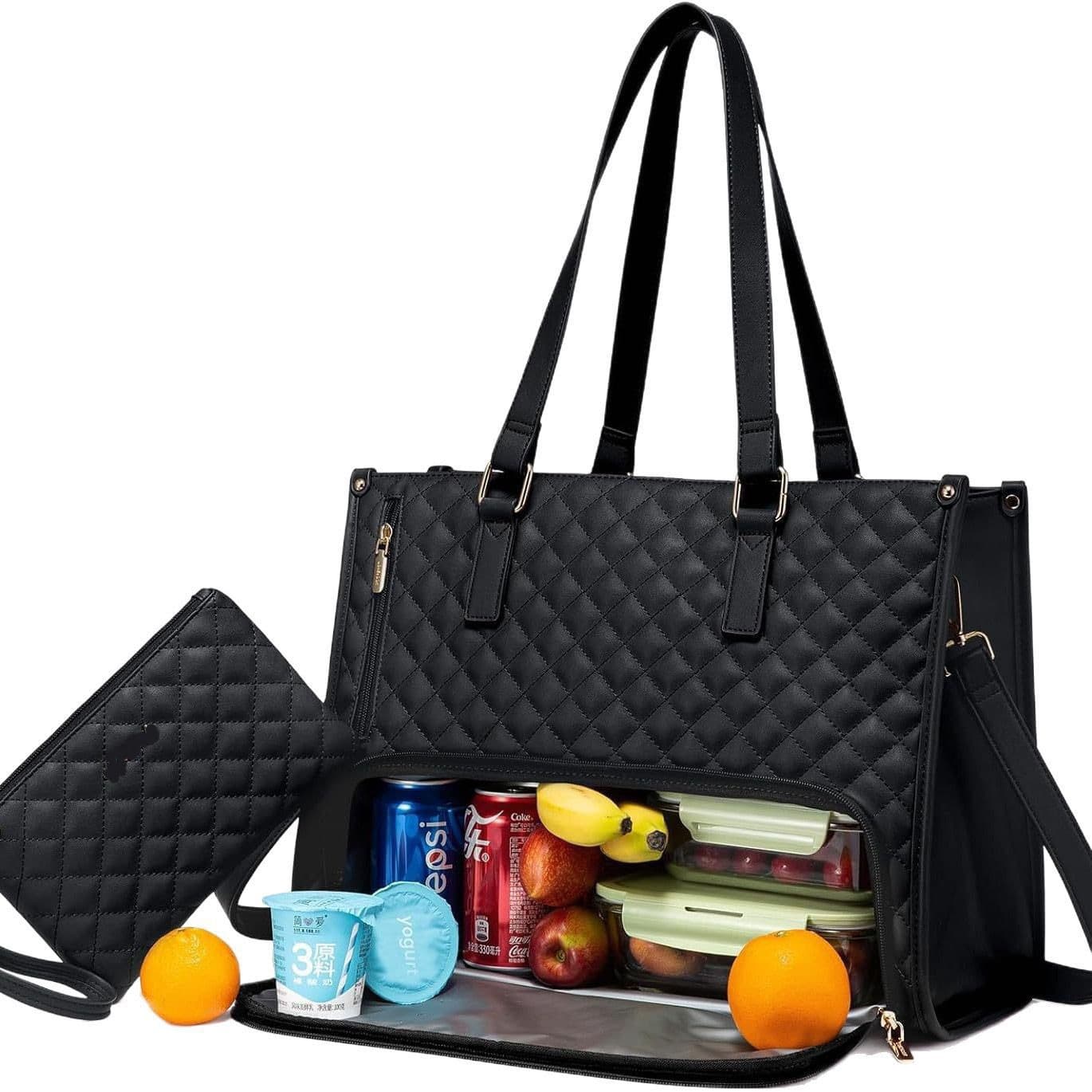 2026 New Office Worker Lunch Portable Lunch Box Bag Computer Tablet Bag Large Capacity Diamond Large Bag Messenger Bag