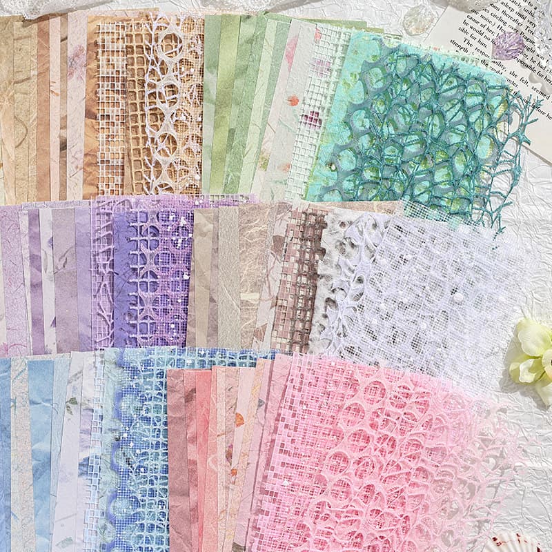 Dream Dance Handwritten Warmth Series Scrapbook Paper 15 Sheets Mixed Material Salt-style Lace Grid Scrapbook Itabag Decoration