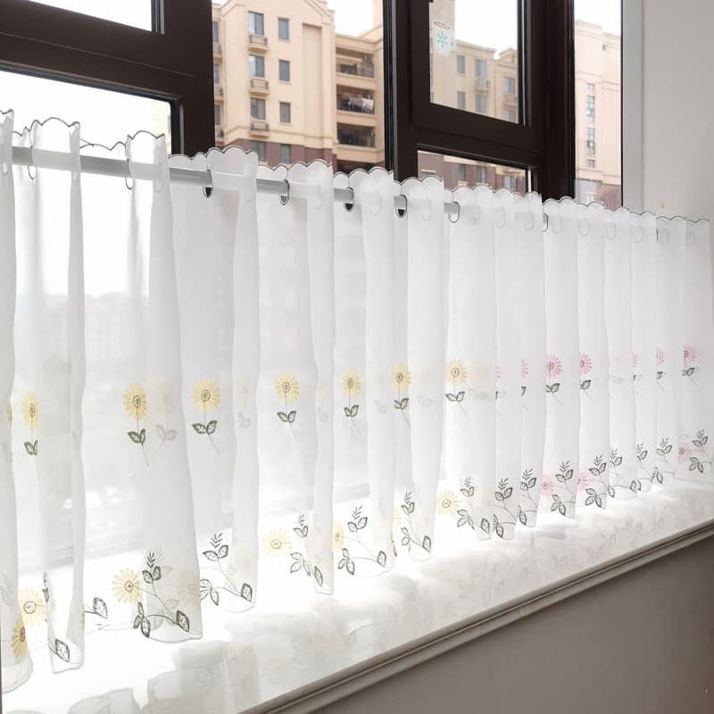 No-Drill Half Curtain Short Curtain Kitchen Half Curtain Bay Window Sheer Curtain Balcony Light-Blocking Semi-Sheer Small Curtain