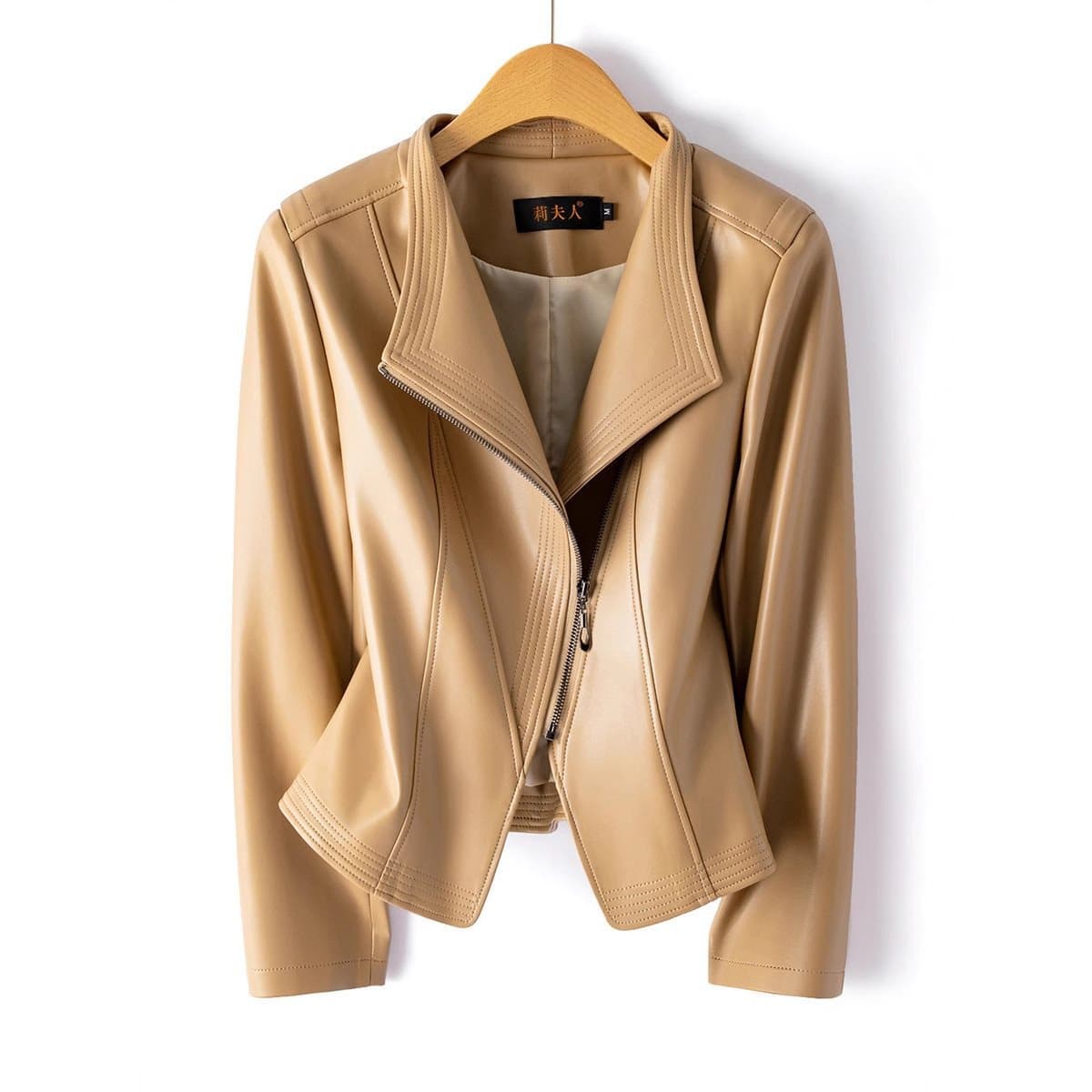 2025 New Fashion Slim Fit Short Leather Jacket for Women, Versatile and Stylish for Petite Figures