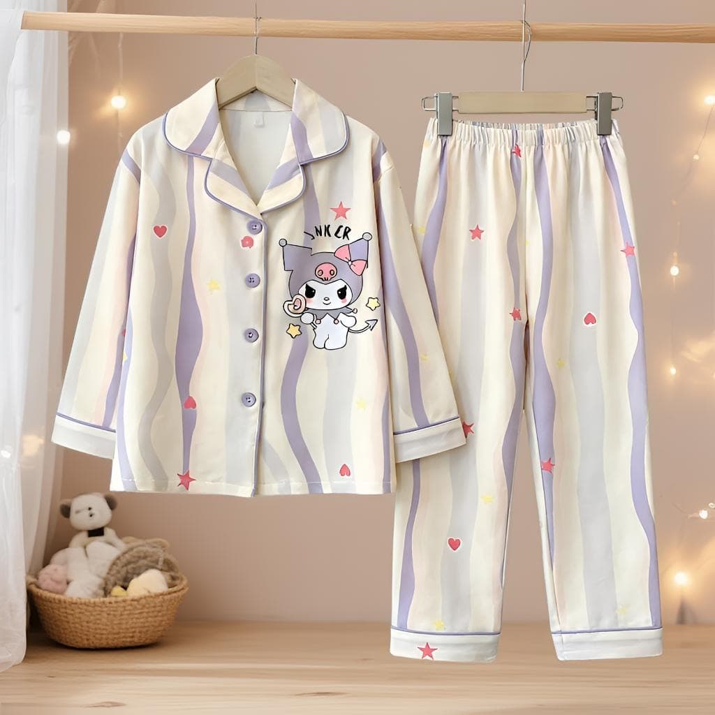 Spring Kuromi Lapel Girls' Pajamas, Cartoon Pajamas, My Melody, Cinnamoroll, Boys' Children's Homewear