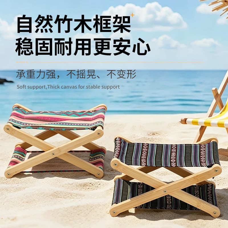 Cross-border spot neck pillow, camping beach pillow, travel pillow, casual canvas wooden folding pillow