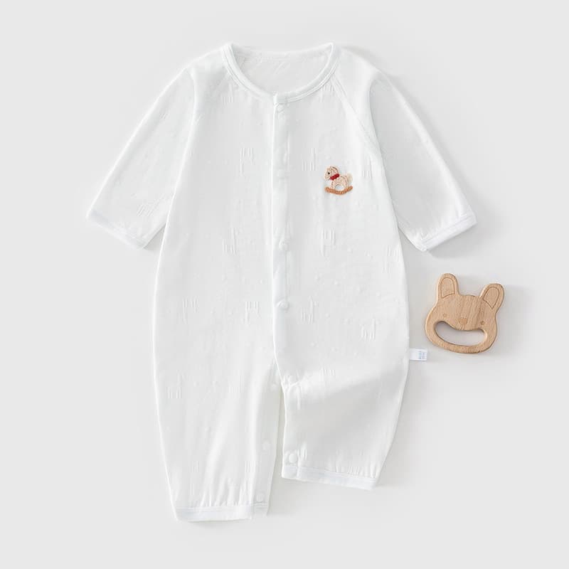 Baby Long Sleeve Mesh Back Cotton Romper Summer Sleepwear