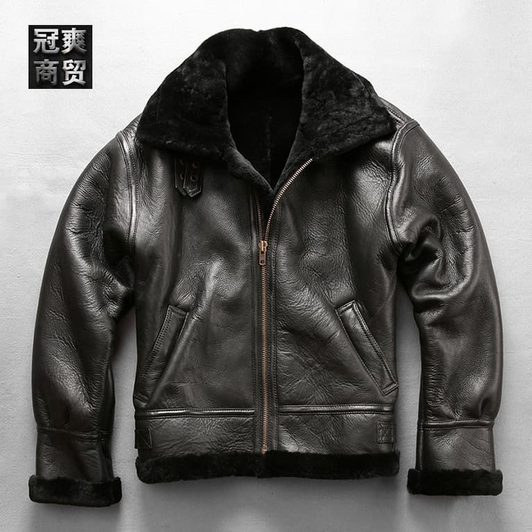 AVFLY American-style Thick Sheepskin B3 Shearling Jacket Men Factory Direct Flight Leather Jacket