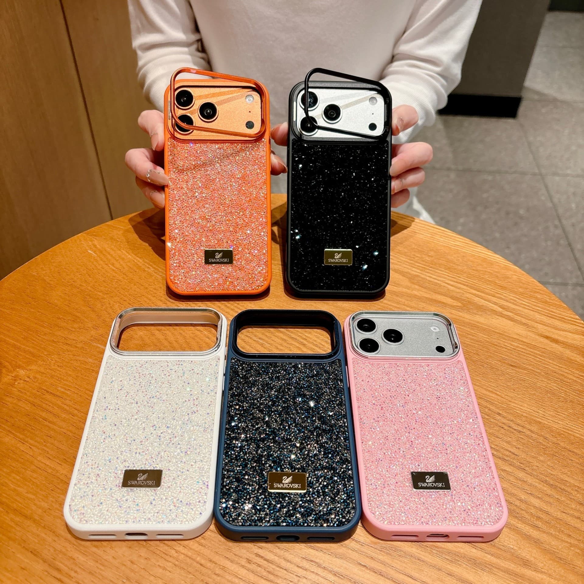 Lens holder suitable for iPhone17ProMax sparkling full diamond 16e luxury 15 senior girls mobile phone case 14