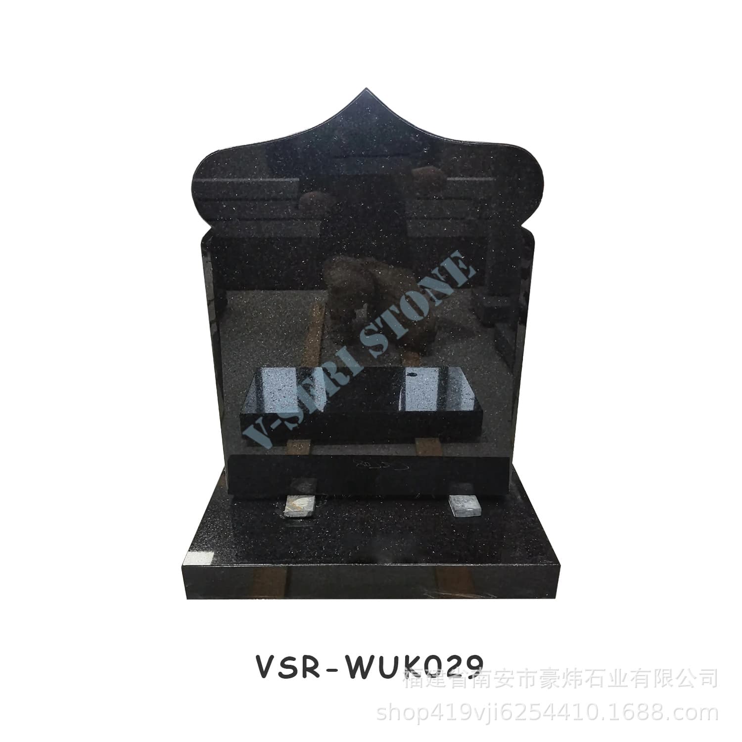 Muslim-style black granite headstone, high-quality stone material, supports personalized customization and wholesale