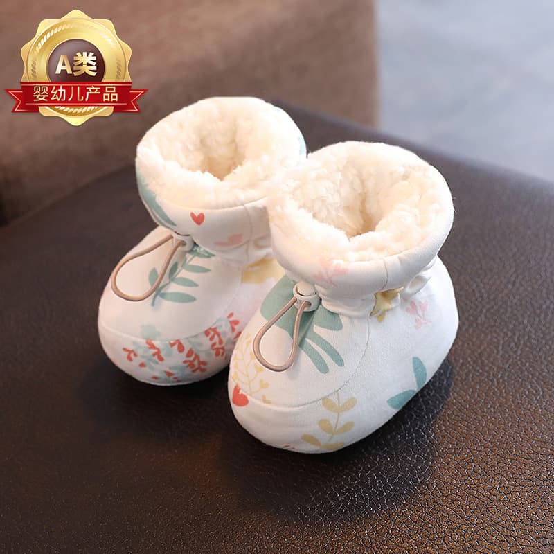 Baby Winter Cotton Shoes, Thickened Fleece-Lined, Soft Sole, Warm, Anti-Slip for 3-12 Months, Newborn Socks