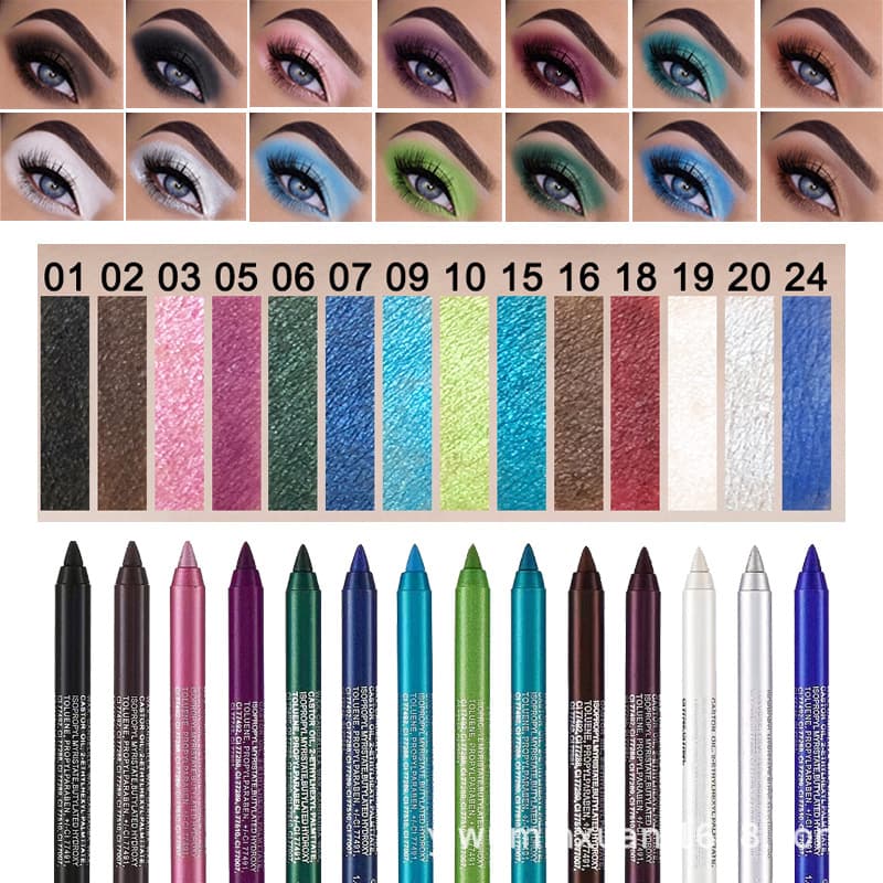 Cross-Border Eyebrow Pencil Set of 14, Pearlescent Eyeliner Gel Pencil, Waterproof Highlighter Eyeshadow Pencil, Sharpener for Sharpening Eyeliner Foam Pencil