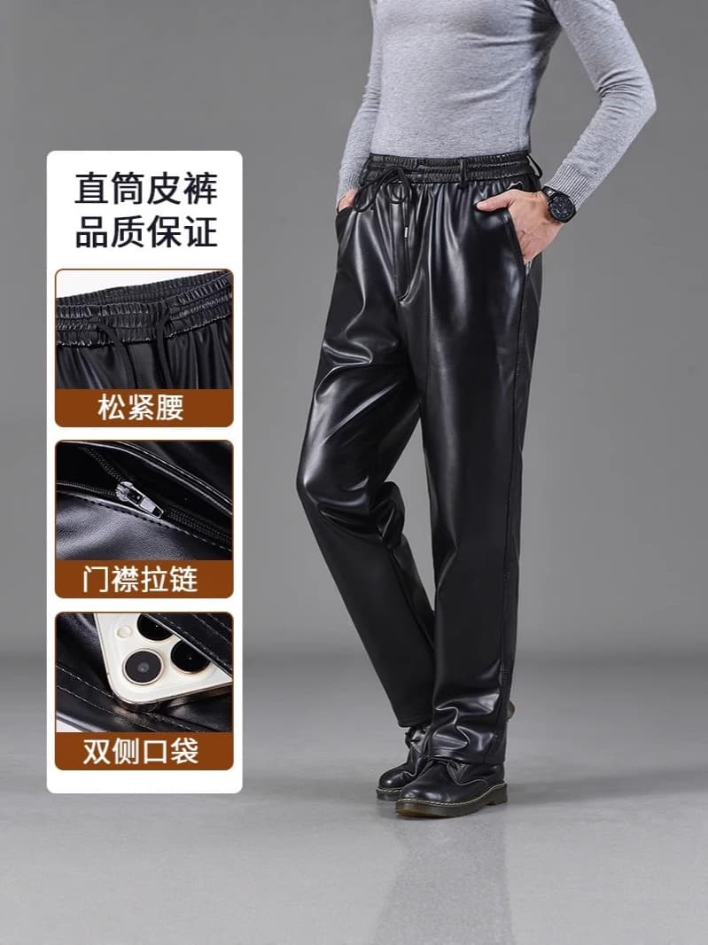 Men's Leather Jacket and Pants Single Item Spring/Autumn Workwear Hooded Oil-Proof Waterproof Plus Size Loose Fit for Work, Designated Driving, Riding