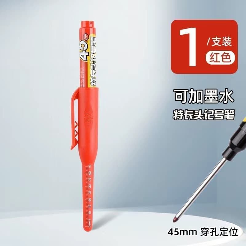 Jinwanian Extra-Long Tip Oil-Based Marker, Construction & Woodworking Special, Waterproof Multi-Purpose Long Nozzle Pen 45mm