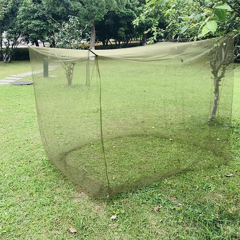 Cross-Border Foreign Trade Military Green Mosquito Net, Simple Square-Top Mosquito Net, Outdoor Hammock, Easy to Carry for Travel, No Installation Required for Camping