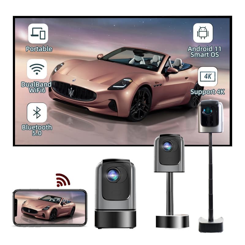 Cross-border TS-1 integrated pan-tilt telescopic projector for office and home use 1080P Android electric focus projector