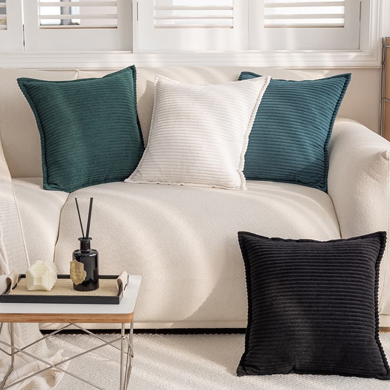Strictly Selected Solid Color Throw Pillow Cushion for Sofa, Office Lumbar Pillow, Nap Cushion, Corduroy Striped Pillow Cover