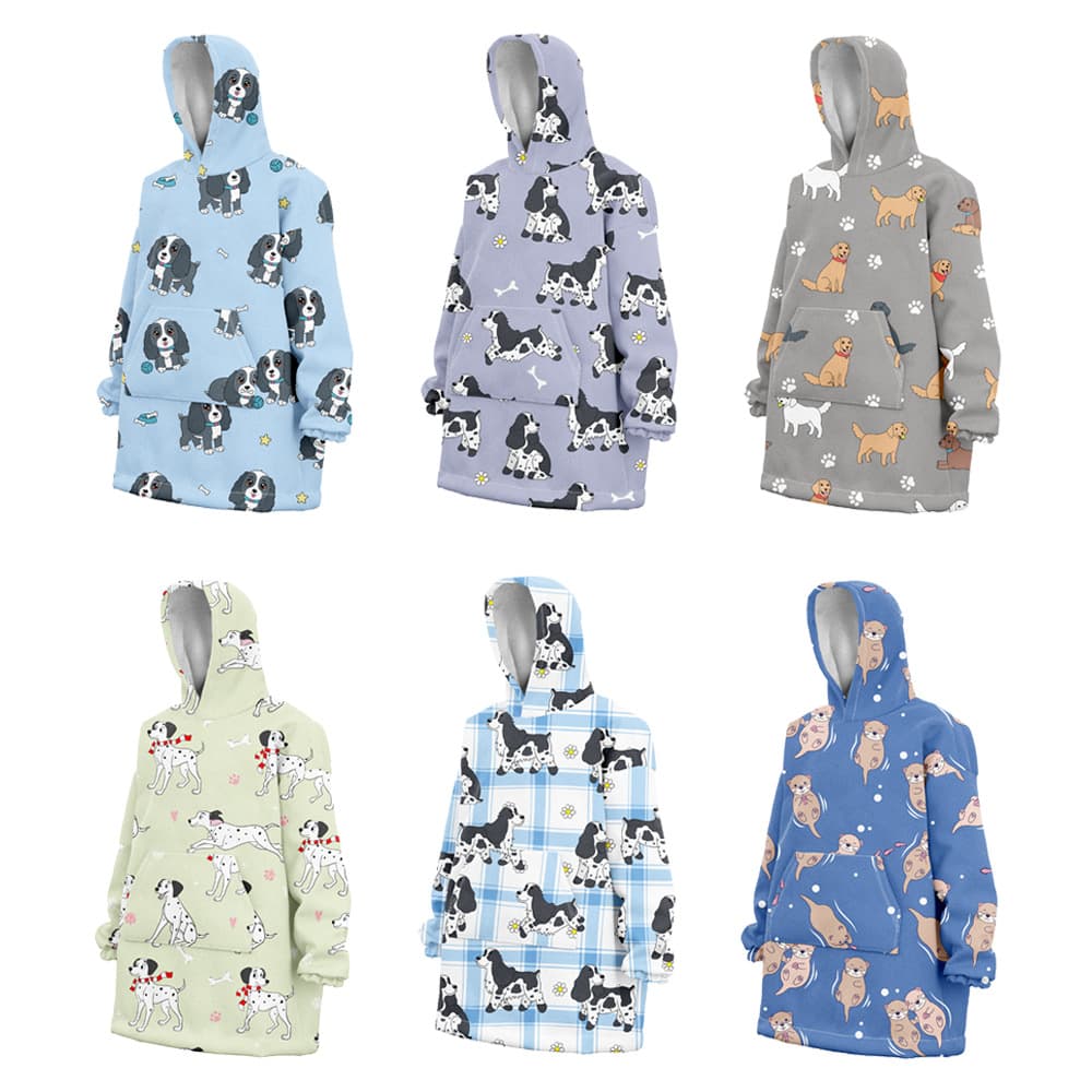Custom Dog Slouchy Pullover Outdoor Cold-Weather Hoodie TV Blanket Lounge Pajama Blanket Hoodie