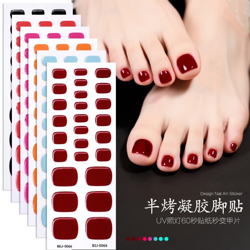 Zhengxiang Summer Semi-Cured Gel Nail Sticker Solid Color Simple Cross-Border Phototherapy Nail Oil Gel Gel Foot UV Nail Sticker