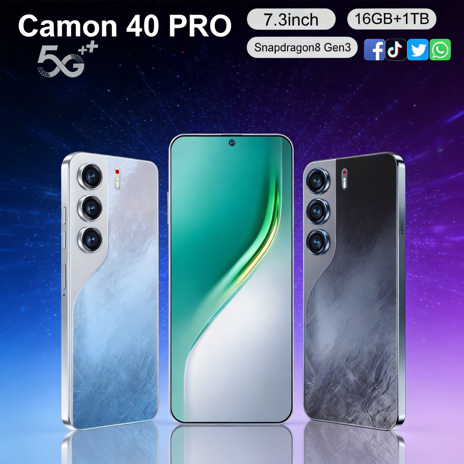 Cross-border popular smartphone Camon40 Pro, manufacturer’s ready-made 7.3-inch 16G+1T Android all-in-one machine for foreign trade