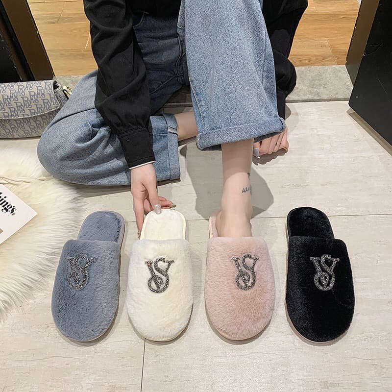 Baotou Furry Cotton Slippers for Women 2025 Autumn/Winter New Warm Slippers Home Sparkly Slippers Fashion Outdoor Women's Shoes