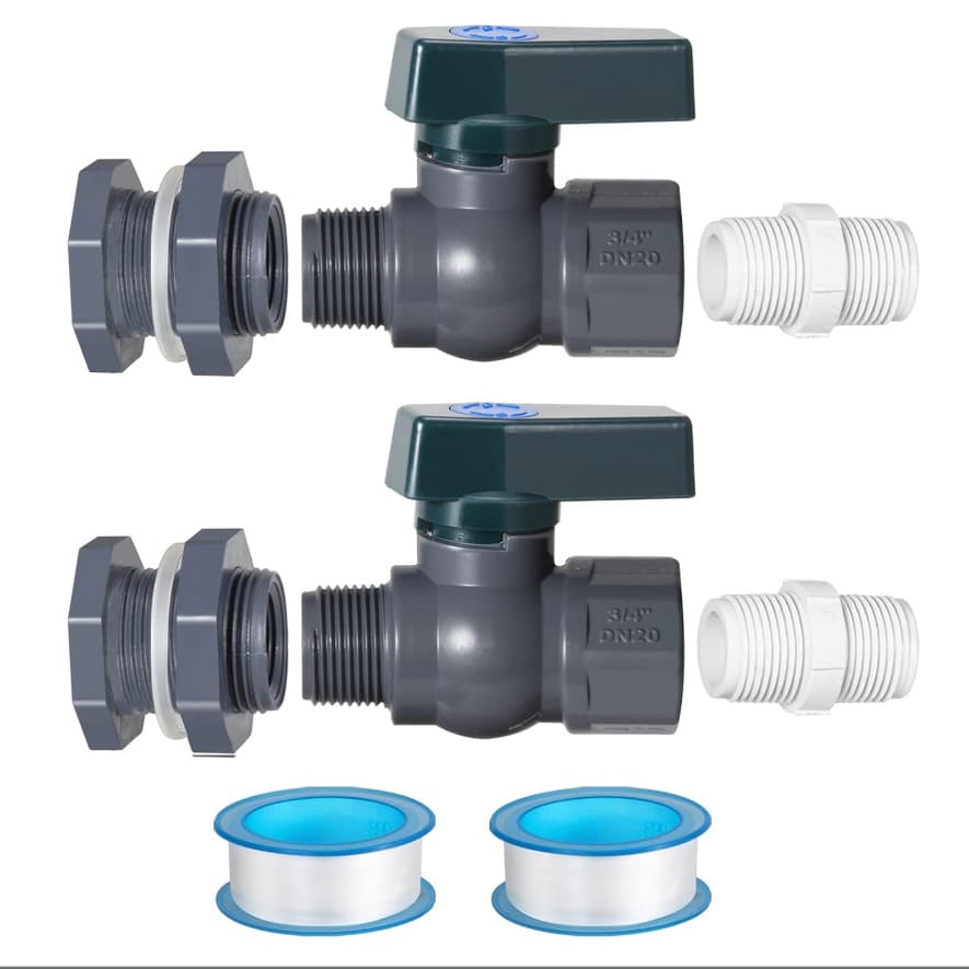 Rain Barrel Faucet Kit, Bucket PVC Garden Diverter Kit with Baffle Connector Hose Adapter Seals