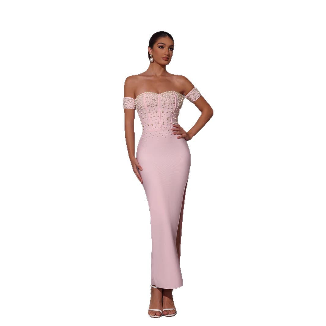 High-End Evening Gown for Women Banquet Elegant Black Premium Texture Light Luxury Unique Annual Party Slim Fit
