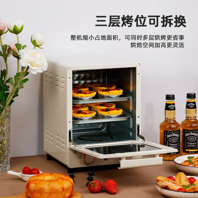 Cross-border 15L Oven Home Use New Model Multifunctional Large Capacity Vertical Three-Tier Temperature Control Baking Oven