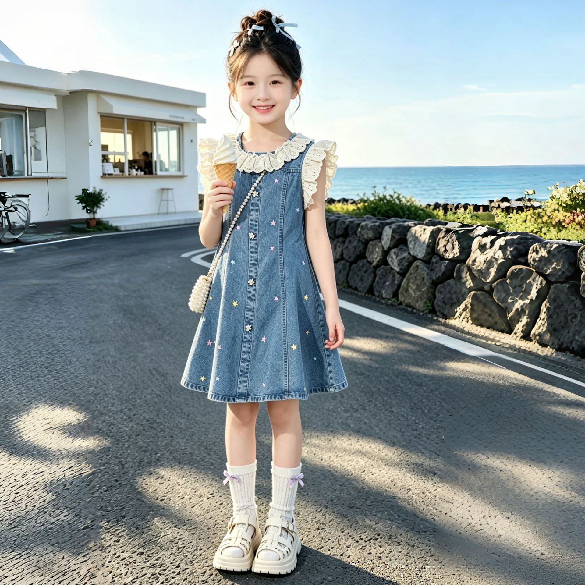 Girls Summer Dress 2026 New Trend Plus Size Sleeveless Princess Dress Fashionable Denim Skirt