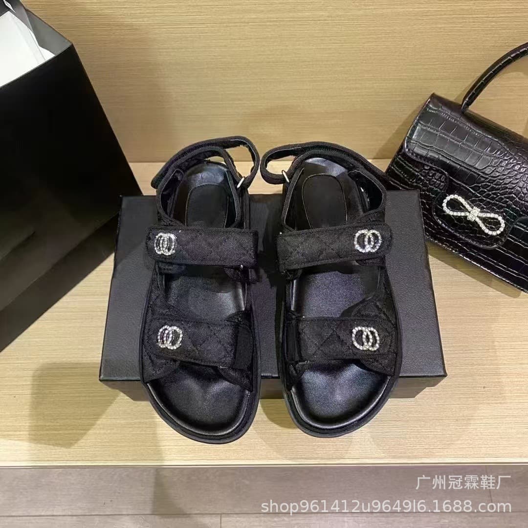 Xiaoxiang Colorful Sandals for Women 2025 Spring and Summer New Thick-Soled Velcro Sandals Candy Colorful Button One-Line Women's Shoes