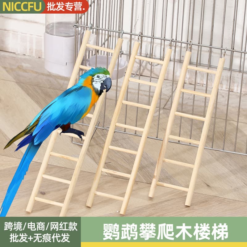Parrot Climbing Wooden Ladder, Hamster, Rat, Golden Bear Wooden Bridge Climbing Ladder, Cockatiel, Budgie Solid Wood Perch Climbing Ladder