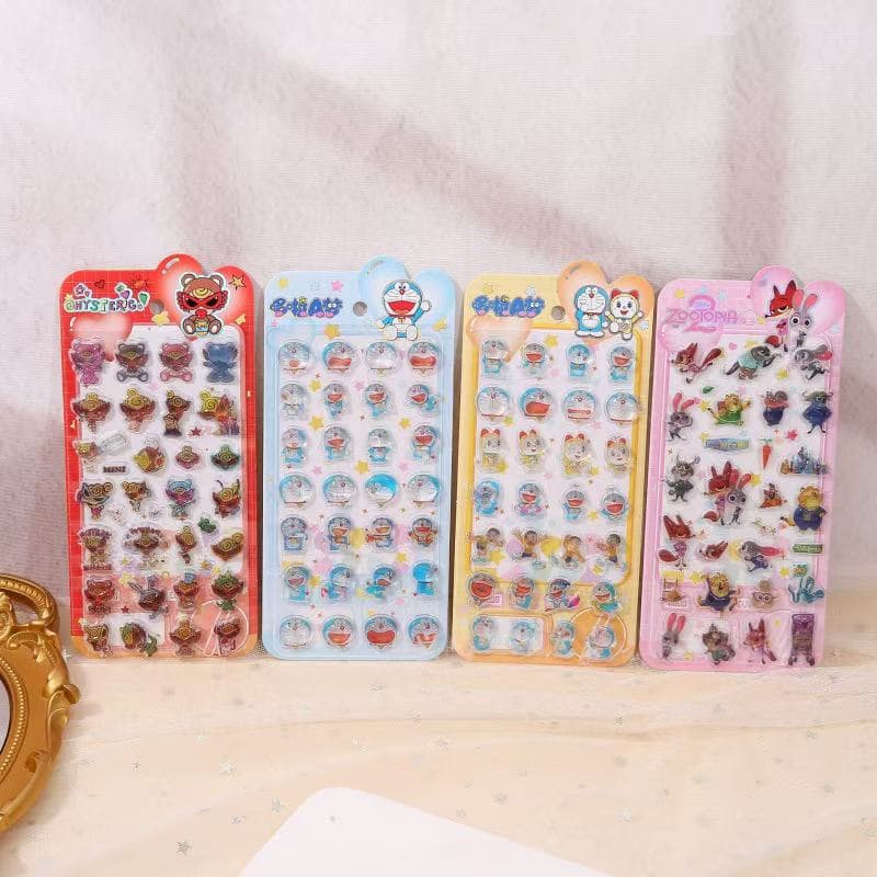 Japanese-Style Cartoon Embossed Fun Stickers Crystal Diamond Children's Decorative Stickers Solid Stickers No Cutting Required Guka Stickers