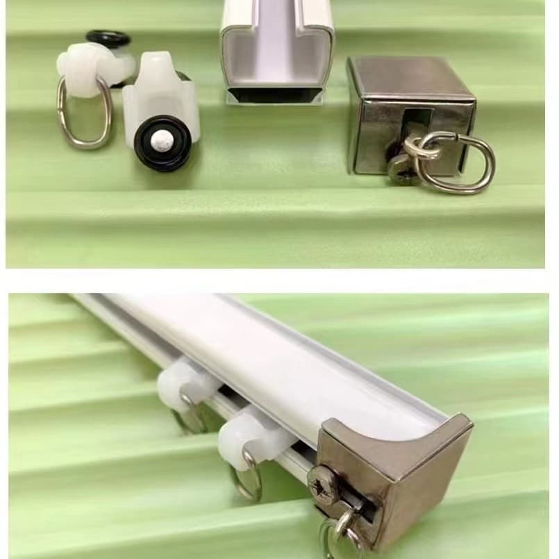 Factory direct aluminum alloy silent pulley curtain rod side installation single/double straight rail sliding track curtain track wholesale
