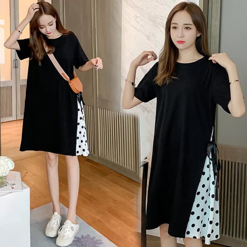 Loose Plus Size 200 kg Maternity Dress, Korean Fashion Chiffon Cotton Summer Maternity Wear