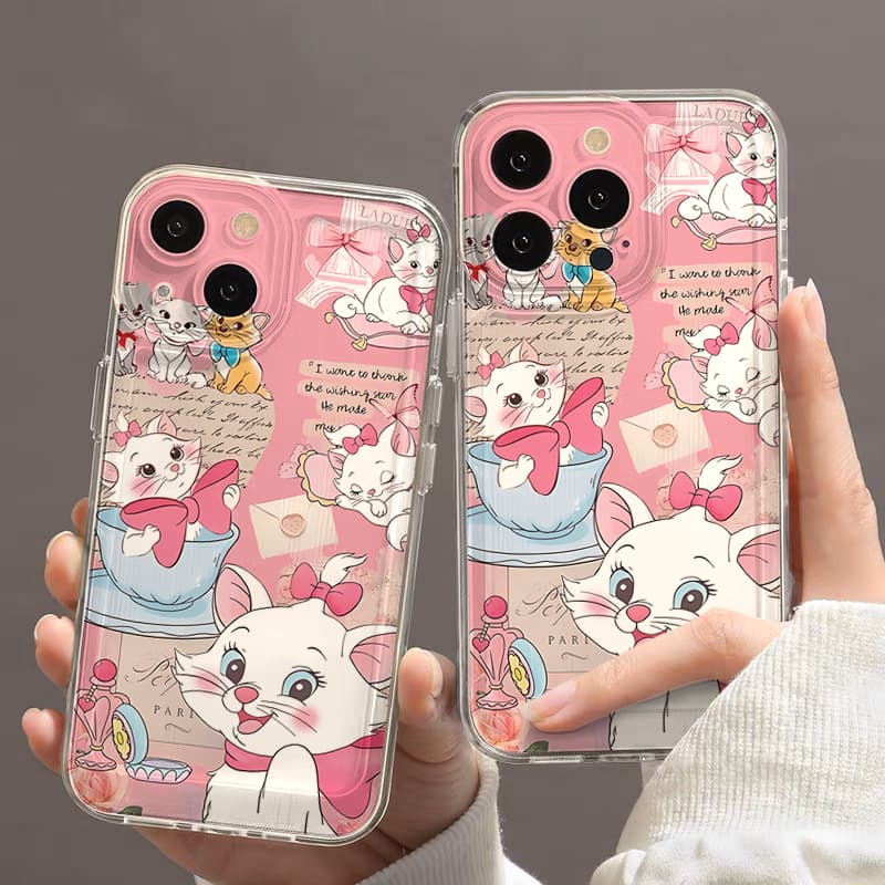 Pink Mary Cat Full Cover iPhone Case Compatible with Apple 15 iPhone 14 pro Max Soft 13 12 Compatible with iPhone 11 Xs Max