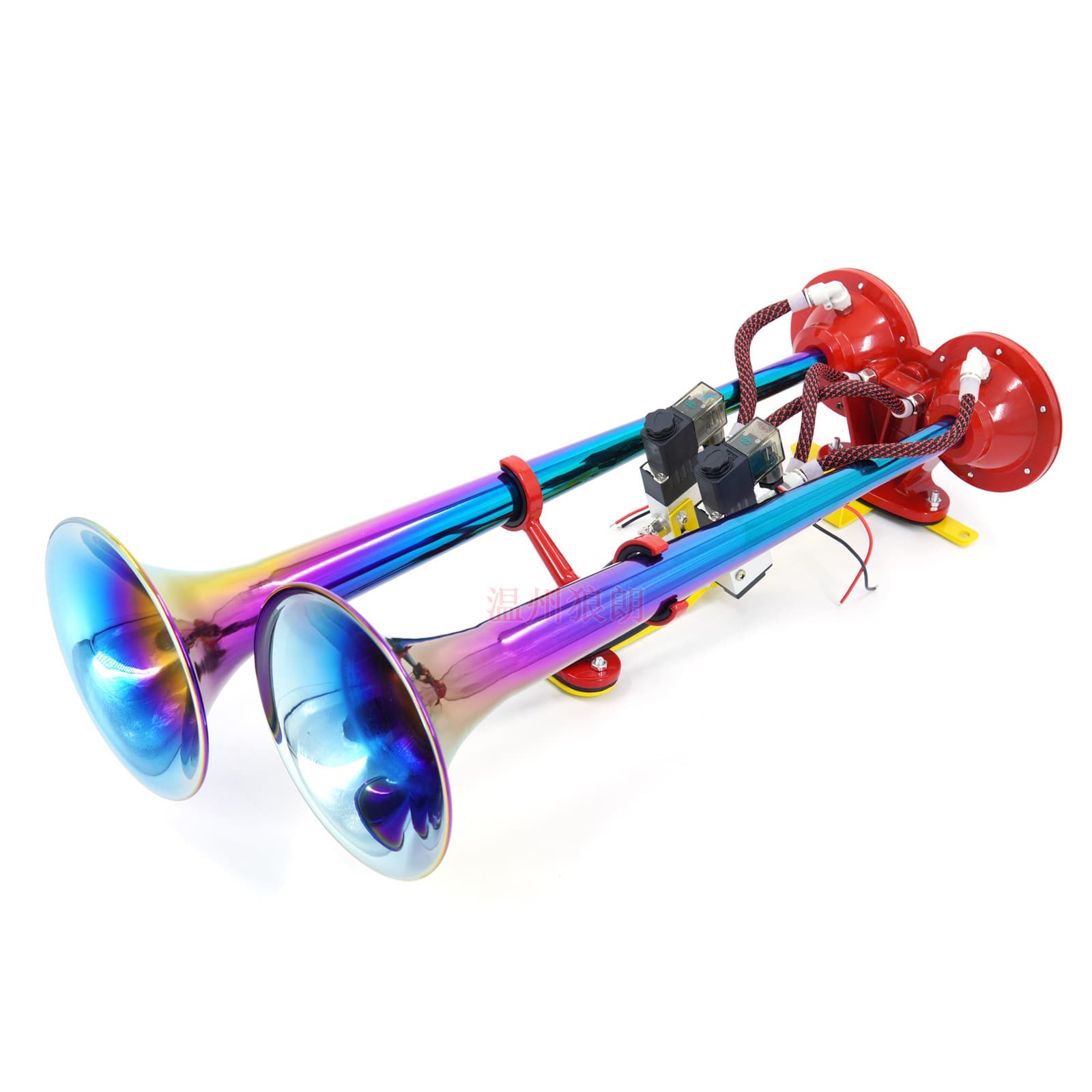 24V Stainless Steel Dual-Tube Air Horn, Electroplated Colorful Metal Dual-Tube Truck Horn from Thailand