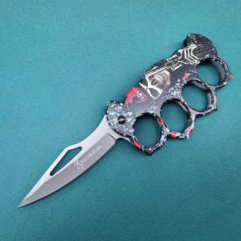 Cross-border Hot Selling Stainless Steel Four-Finger Knuckle Knife Outdoor Folding Camping Survival Multi-functional Sharp Portable 3D
