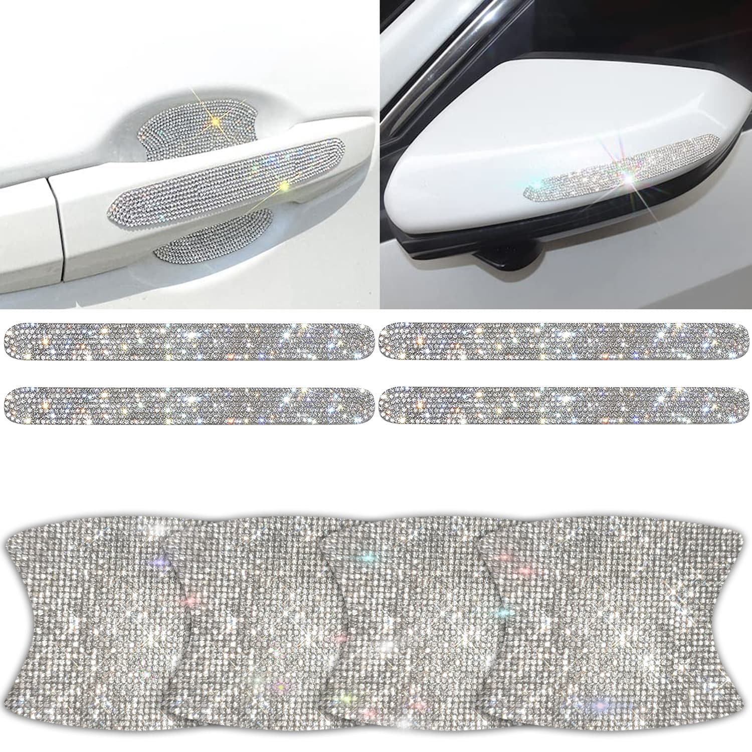 Cross-border Diamond-Encrusted Car Door Handle Sticker Door Bowl Sticker Body Protective Film Door Anti-Scratch Handle Sticker Car Decorative Sticker