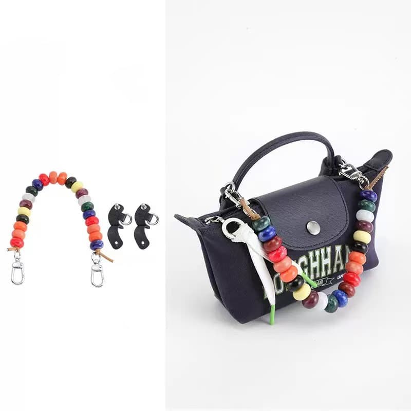 Factory Direct Longchamp Mini Le Pliage Bag Bead Decoration Chain Longchamp Bag Modification Colorful Handbag Shoulder Strap