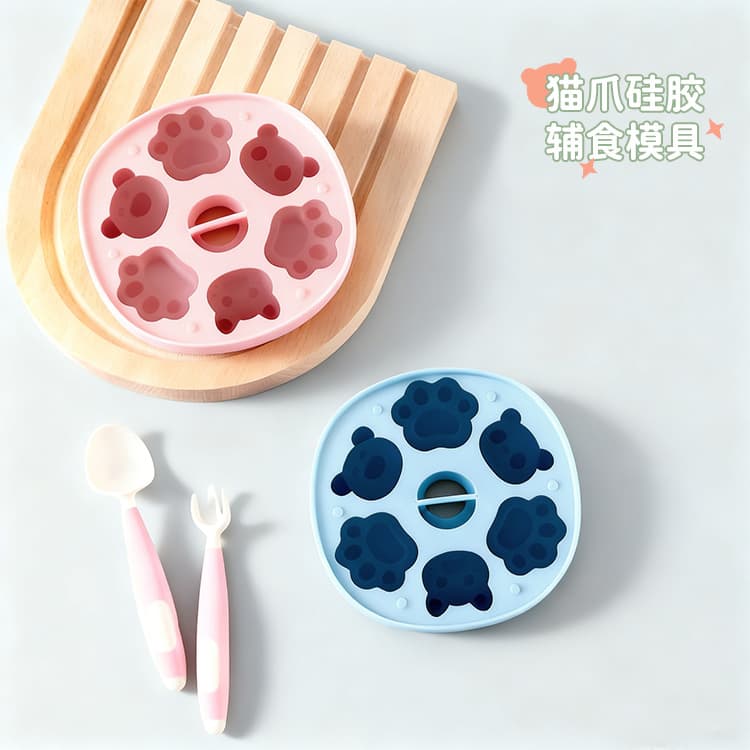 Cross-Border Silicone Baby Food Supplement Mold Steamed Cake Rice Cake Custard High Temperature Resistant Food Grade Silicone Mold with Lid