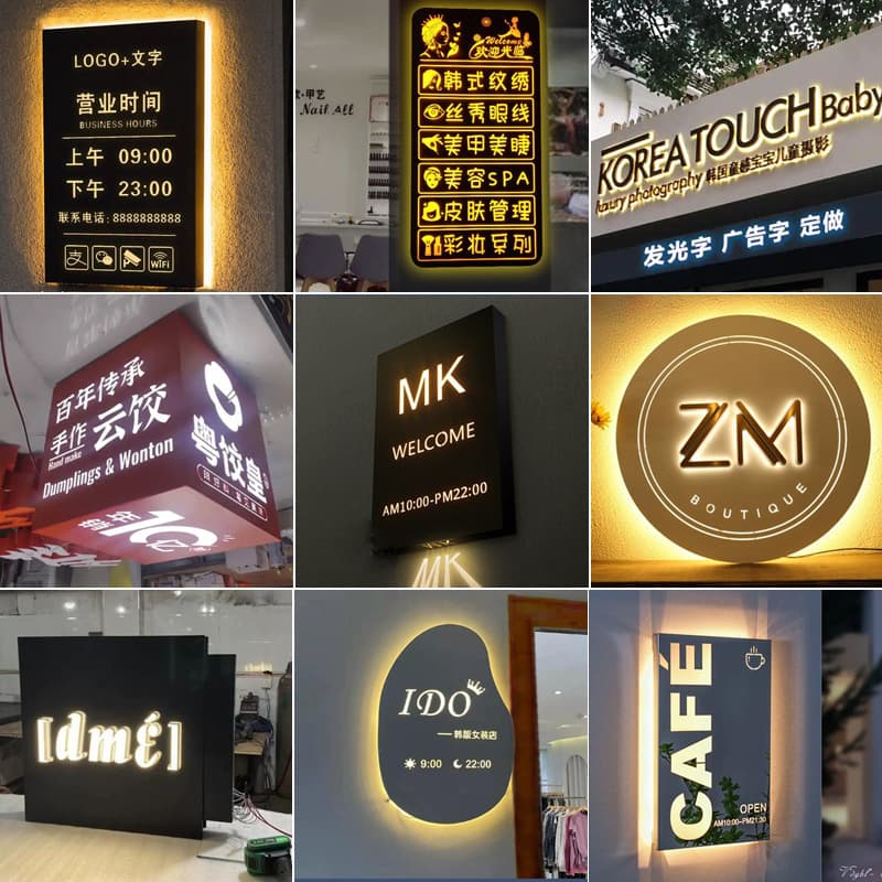 Customized stainless steel metal hollow light box LED luminous character sign hotel door outdoor creative door sign advertising