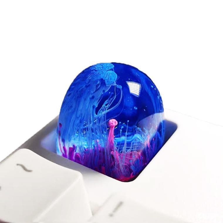 Mechanical Keyboard Custom MX Switch Translucent Keycap Single Resin Dome Stereo Creative Transparent Keycap Blue