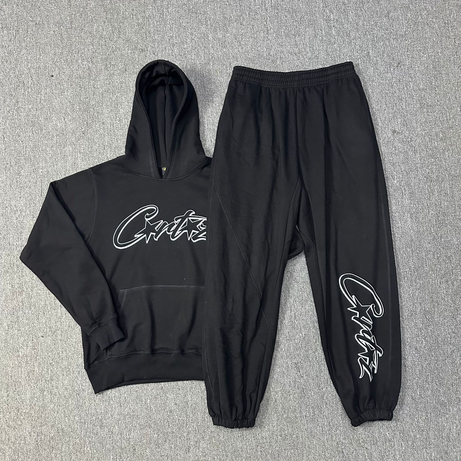 Corteiz Classic Series Ship Print Logo Terry Cloth Hoodie Unisex Casual Sweatpants