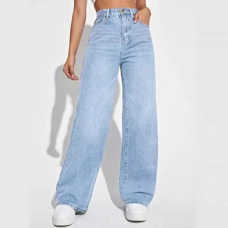 New Women's High Waist Slim Straight Leg Jeans