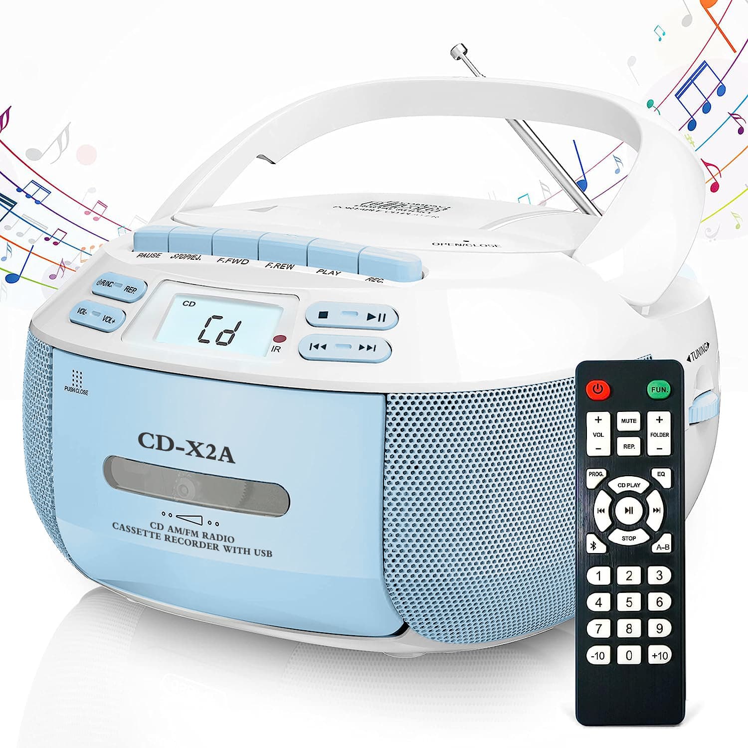 Cross-border Multi-functional Portable Stereo Bluetooth CD Player with Cassette USB AM/FM Radio